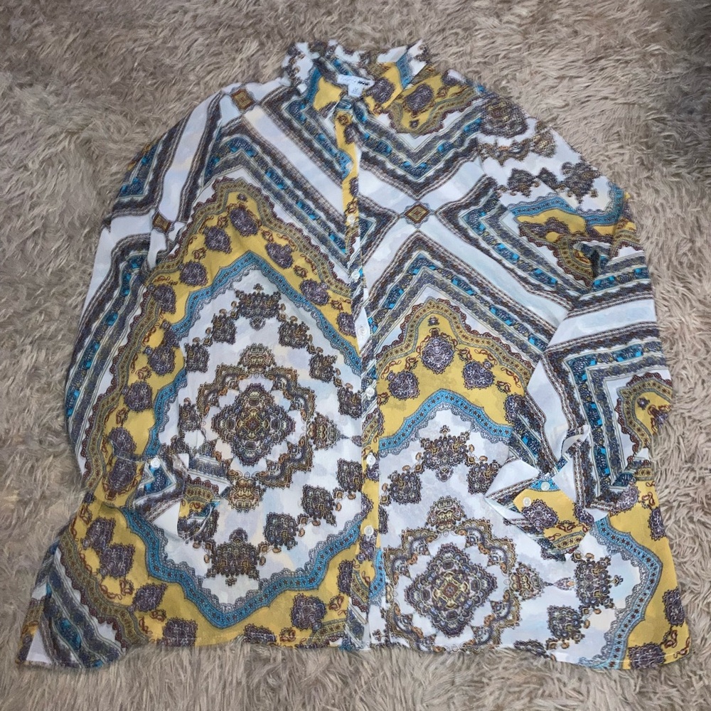 Fashion Nova Multicolor Geometric Blouse